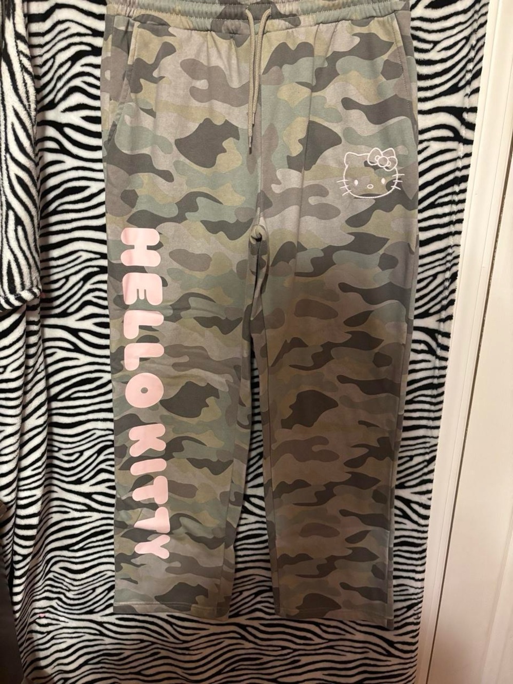 Sanrio Hello Kitty Camo Joggers with Pink Logo